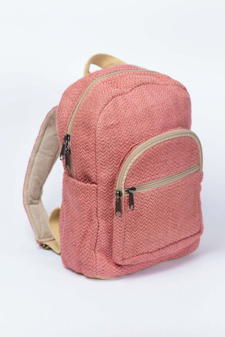 Small pastel pink hemp bagpack - Linen Couture