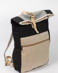 Black envelope bagpack from natural hemp - Linen Couture