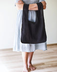 Dark Plum linen tote bag with inside pocket - Linen Couture Boutique