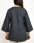 Asphalt Grey Linen Oversize Top, Blouse, Women's Linen Clothing - Linen Couture Boutique