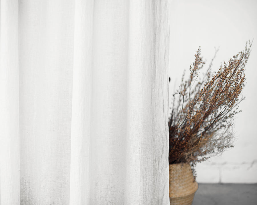 White linen curtain with tabs - Linen Couture Boutique