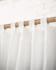 White linen curtain with tabs - Linen Couture Boutique