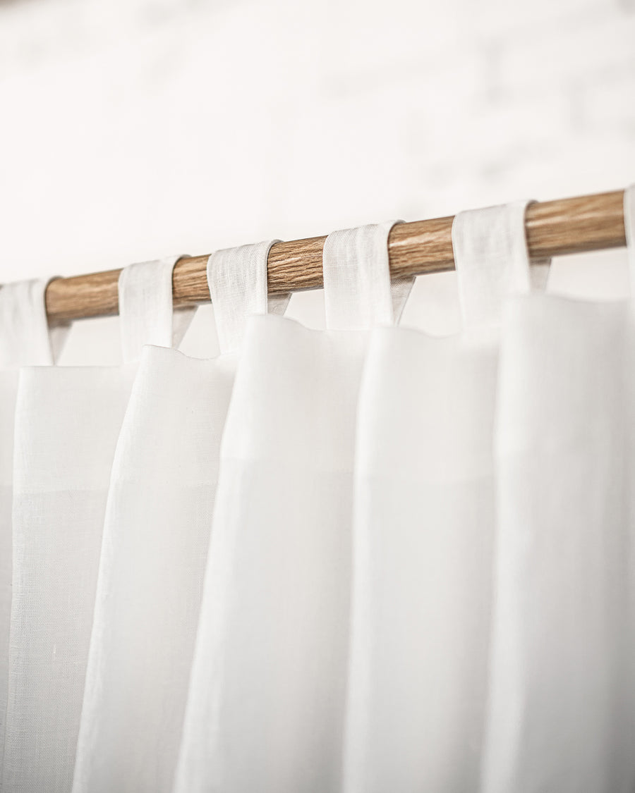 White linen curtain with tabs - Linen Couture Boutique