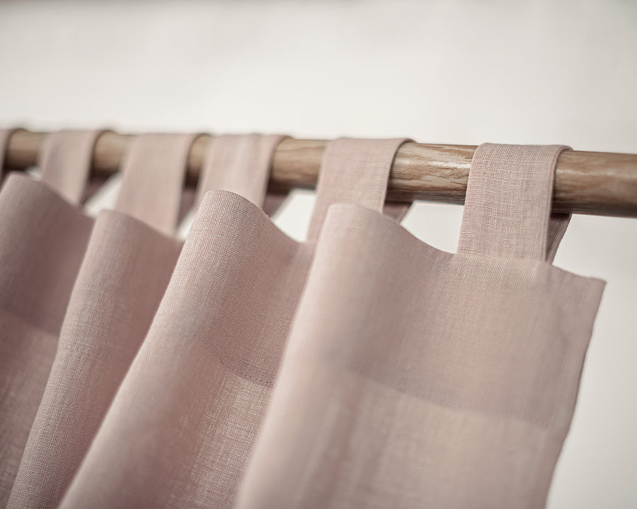 Pale Pink linen curtain with tabs - Linen Couture Boutique