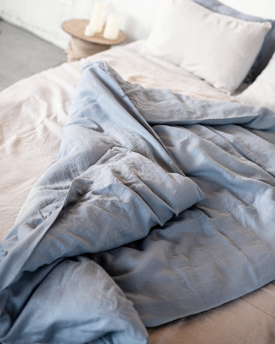 Ice Blue Linen Bedding Set - Linen Couture