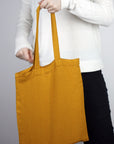 Mustard linen tote bag - Linen Couture Boutique