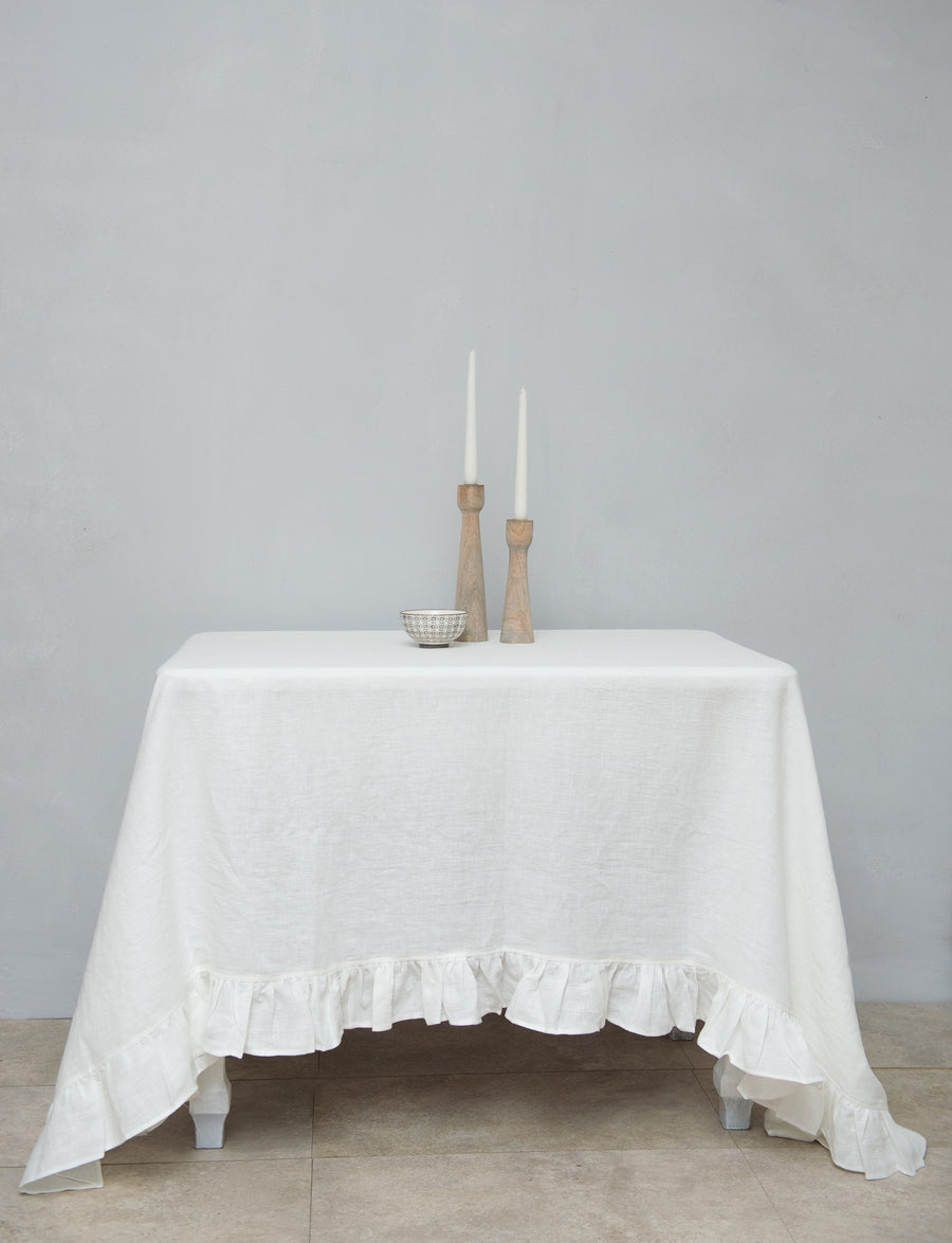 Linen Tablecloth with ruffles - Linen Couture