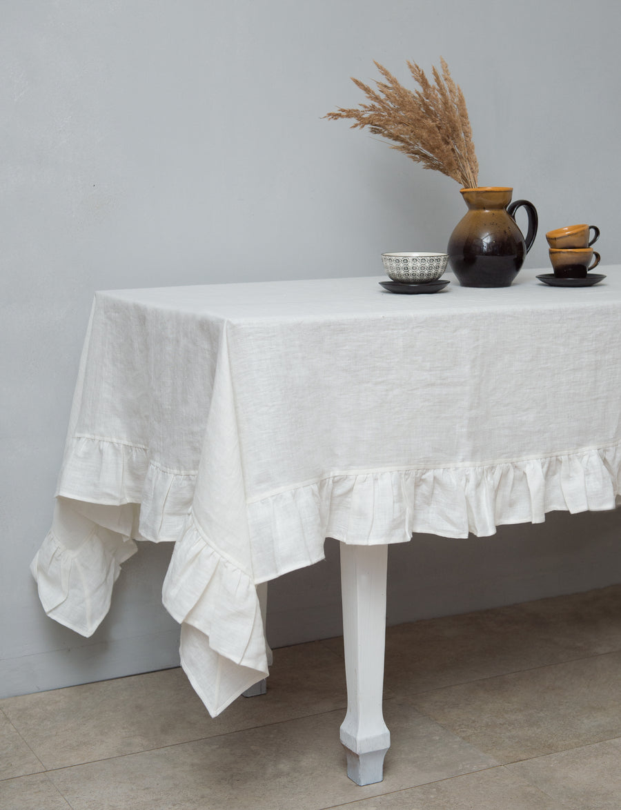 Linen Tablecloth with ruffles - Linen Couture