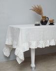 Honey Linen Tablecloth with ruffles - Linen Couture