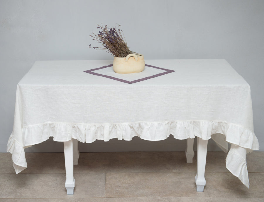 Linen Tablecloth with ruffles - Linen Couture