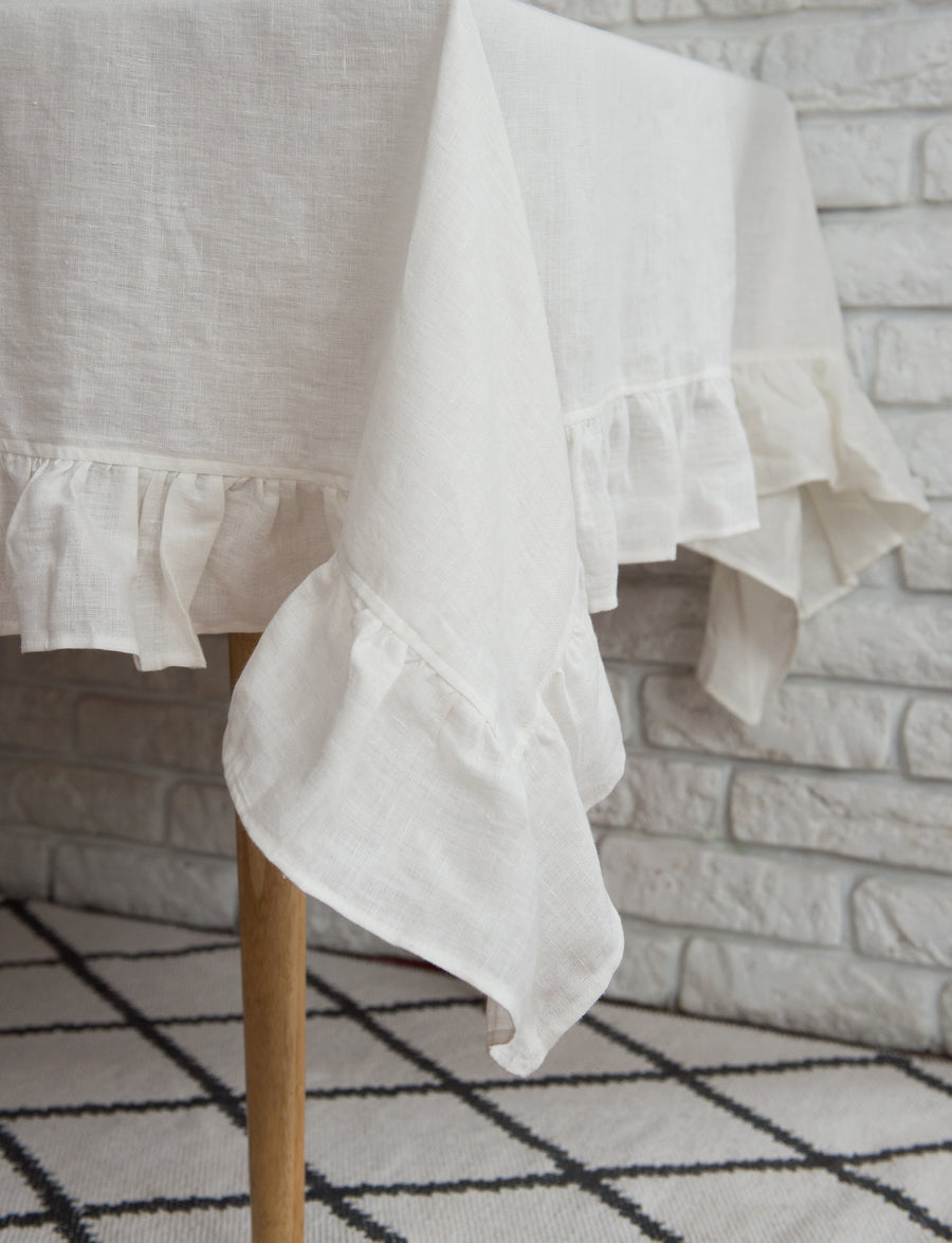 Linen Tablecloth with ruffles - Linen Couture