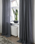 Grey linen curtain with multifunctional heading tape - Linen Couture Boutique