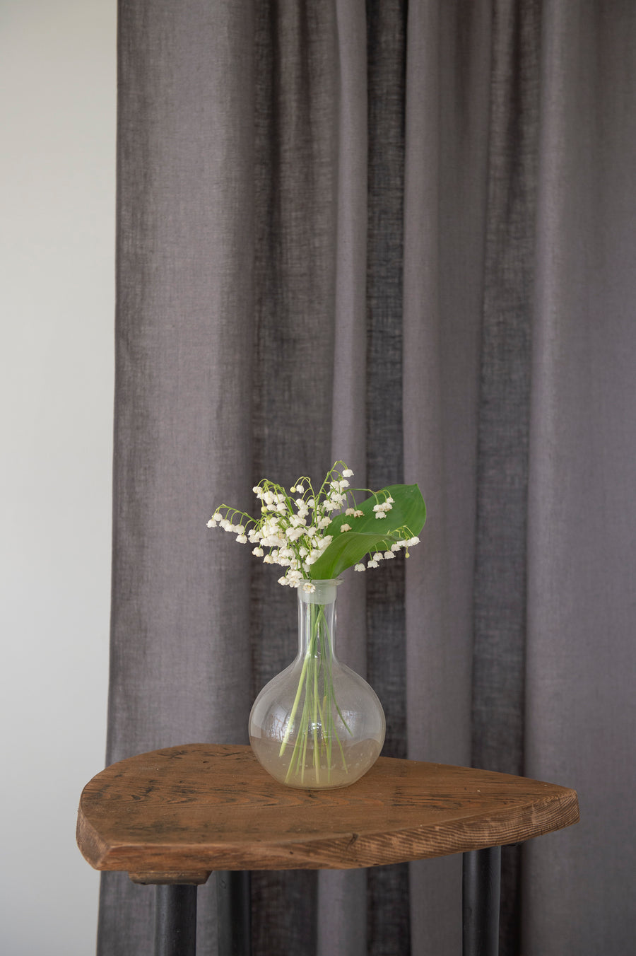 Grey linen curtain with multifunctional heading tape - Linen Couture Boutique