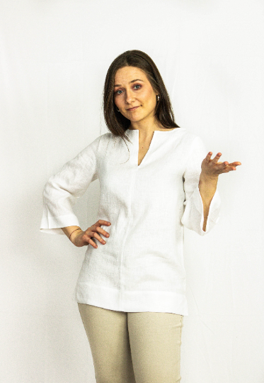 White Linen top, Linen blouse, Oversize top, Women's Linen Clothing - Linen Couture