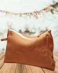 Light Chestnut linen toiletry bag - Linen Couture Boutique