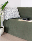 Moss Green linen couch cover - Linen Couture Boutique