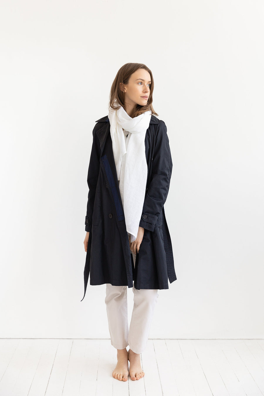 White linen lightweight scarf - Linen Couture Boutique