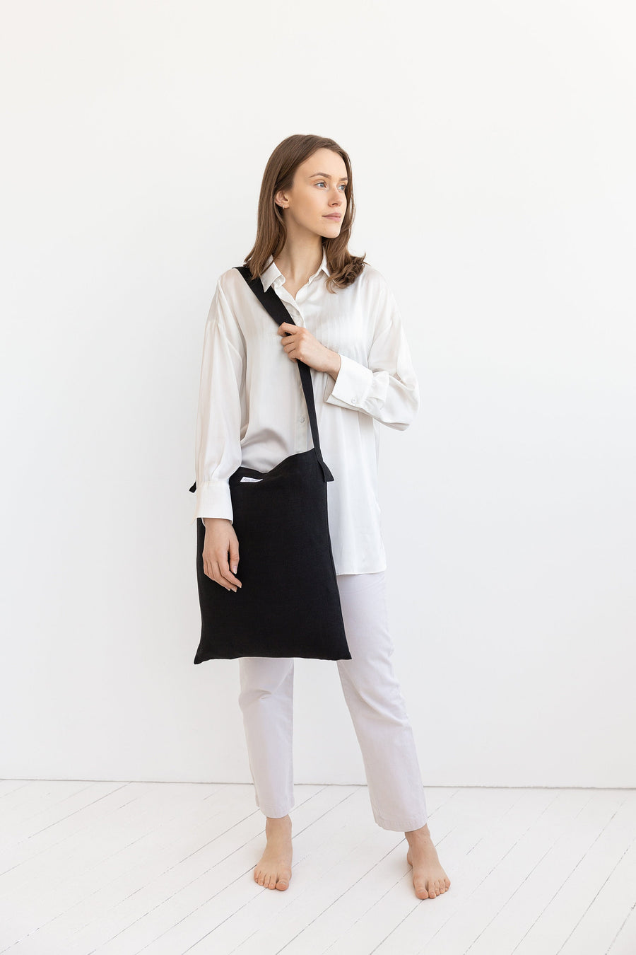 Black linen crossbody bag - Linen Couture Boutique