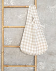 Natural and White check linen tote bag with inside pocket - Linen Couture Boutique