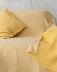 Canary Yellow linen couch cover - Linen Couture Boutique