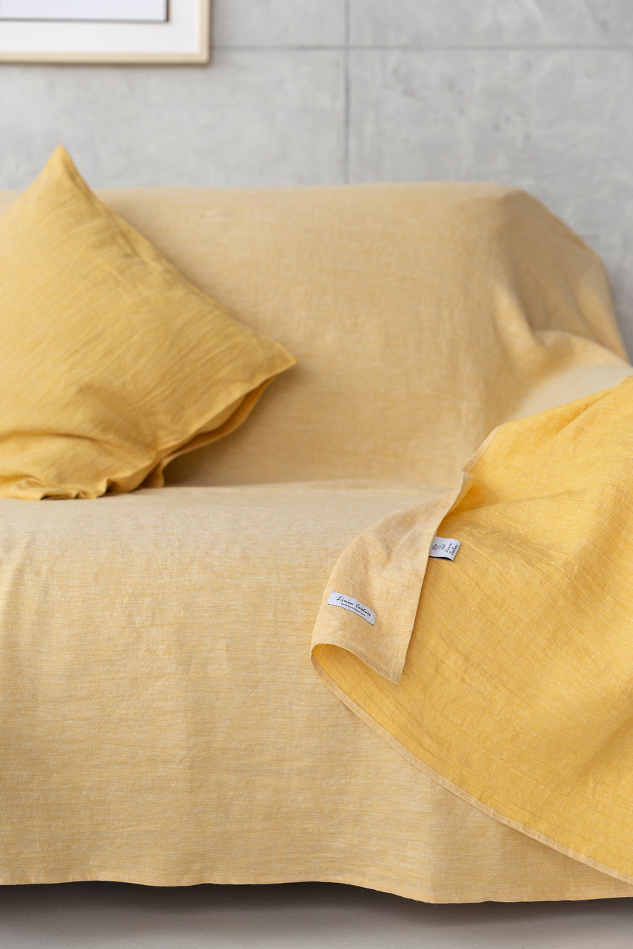 Canary Yellow linen couch cover - Linen Couture Boutique