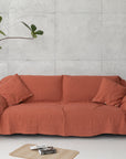 Reddish Brown linen couch cover - Linen Couture Boutique
