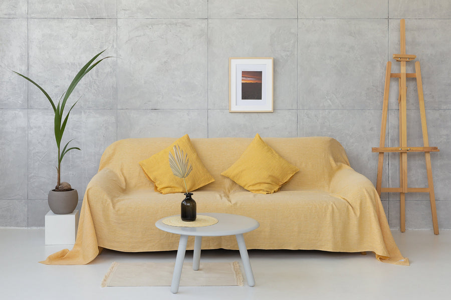 Melange Burgundy linen couch cover - Linen Couture Boutique
