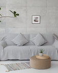 Cloudy Grey Stripe linen couch cover - Linen Couture Boutique