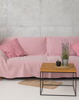 Melange Burgundy linen couch cover - Linen Couture Boutique