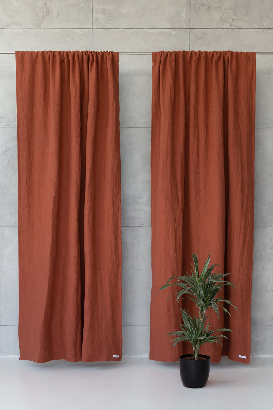 Reddish Brown linen curtain with blackout, rod pocket - Linen Couture Boutique
