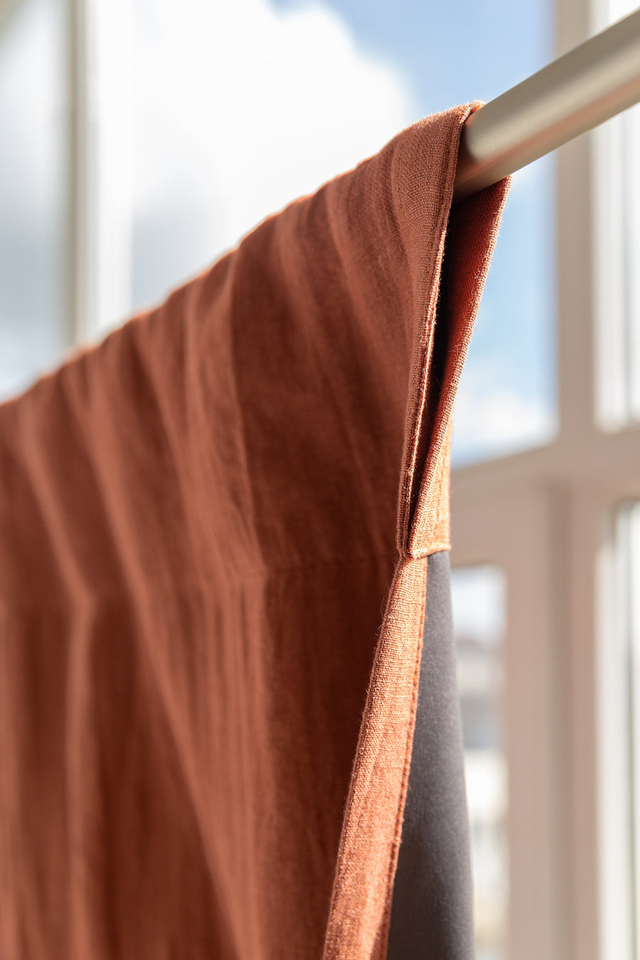 Reddish Brown linen curtain with blackout, rod pocket - Linen Couture Boutique