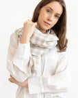 Natural and White Check linen scarf - Linen Couture Boutique