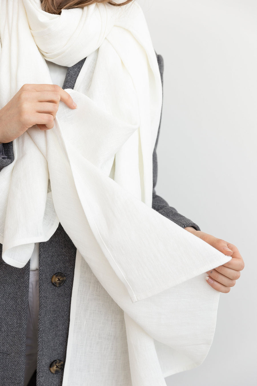 White linen scarf - Linen Couture Boutique
