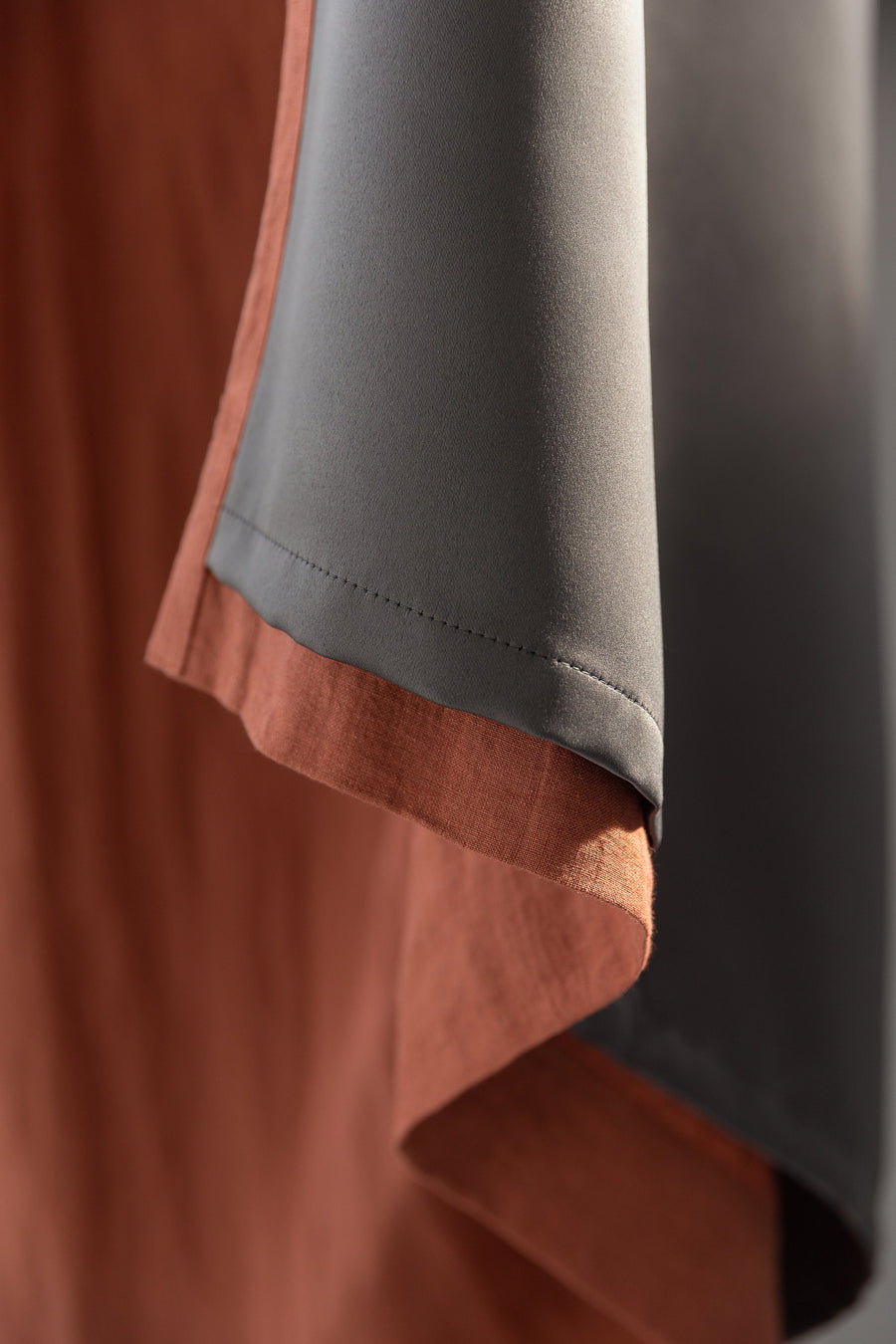 Reddish Brown linen curtain with blackout, rod pocket - Linen Couture Boutique