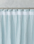 Cloudy Grey Stripe linen curtain with pleating tape and crown - Linen Couture Boutique