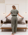 Safari green linen / Natural Linen Pajama set / Linen loungewear / Linen sleepwear - Linen Couture Boutique