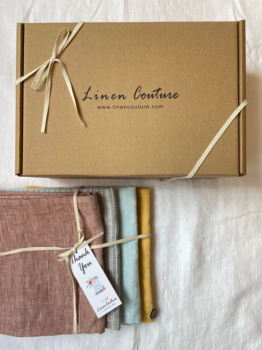 Melange Burgundy linen / Natural Linen Pajama set / Linen loungewear / Linen sleepwear - Linen Couture Boutique
