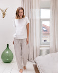 Striped Beige linen / Natural Linen Pajama set / Linen loungewear / Linen sleepwear - Linen Couture Boutique