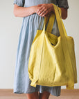 Light Grey and Grey linen canvas bag two tones - Linen Couture Boutique