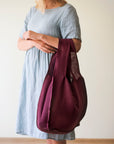 Deep Rose linen tote bag with inside pocket - Linen Couture Boutique