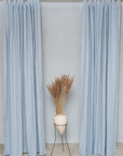 Ice Blue linen curtain with tabs - Linen Couture Boutique