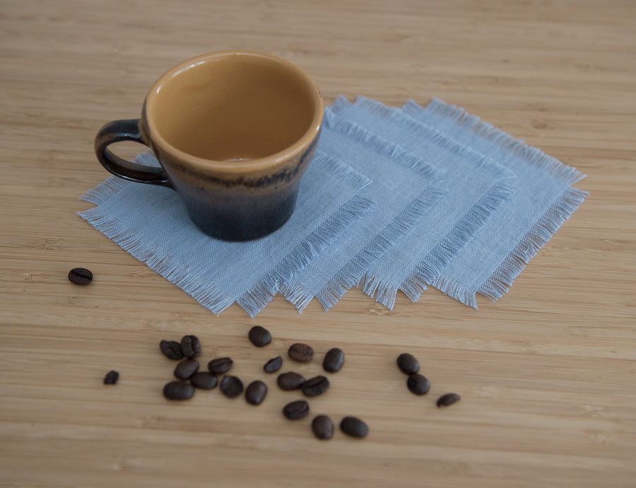 Set of softened linen coasters with tassels - Linen Couture