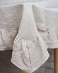 Natural Light Linen Tablecloth with ruffles - Linen Couture