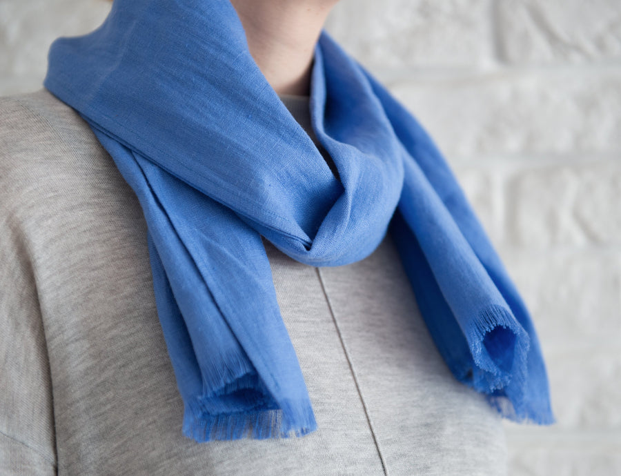 Sky Blue linen scarf - Linen Couture Boutique