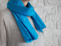 Sky Blue linen scarf - Linen Couture Boutique