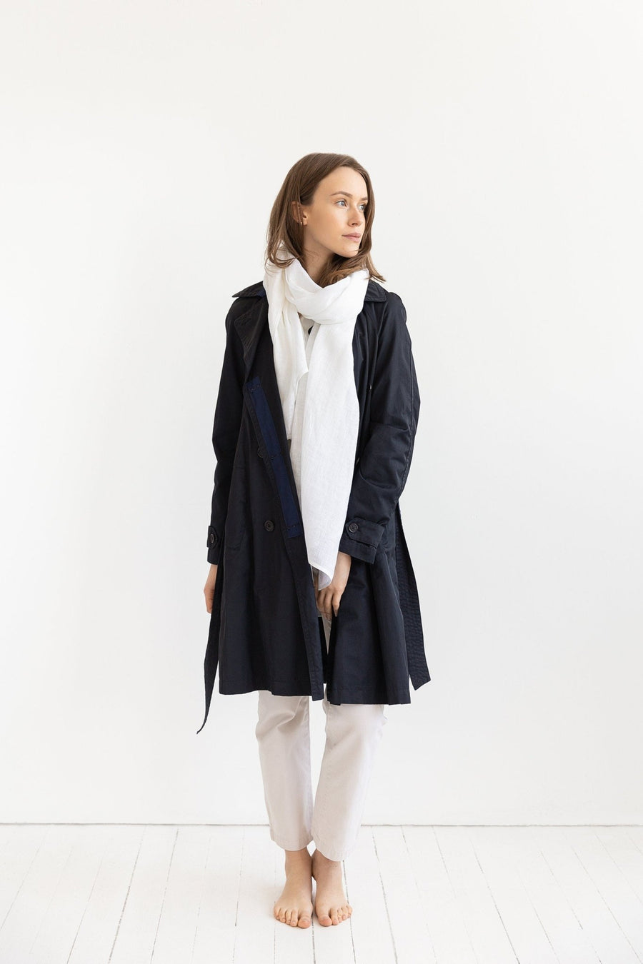 White linen lightweight scarf - Linen Couture