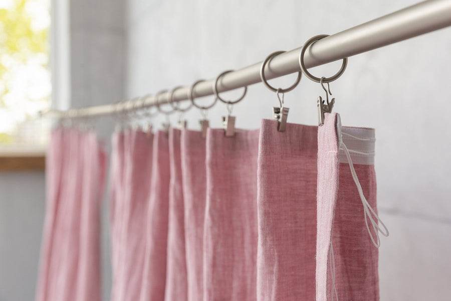 Woodrose linen curtain with pleating tape - Linen Couture