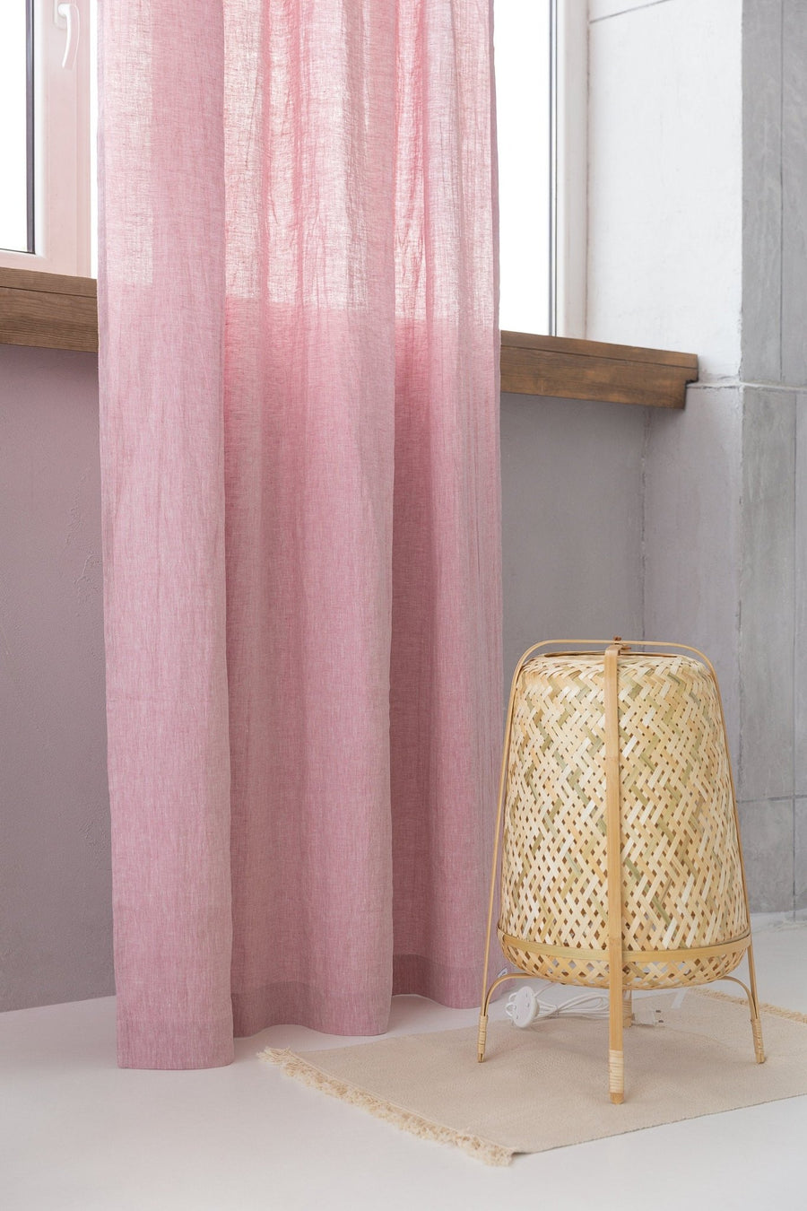 Woodrose linen curtain with pleating tape - Linen Couture