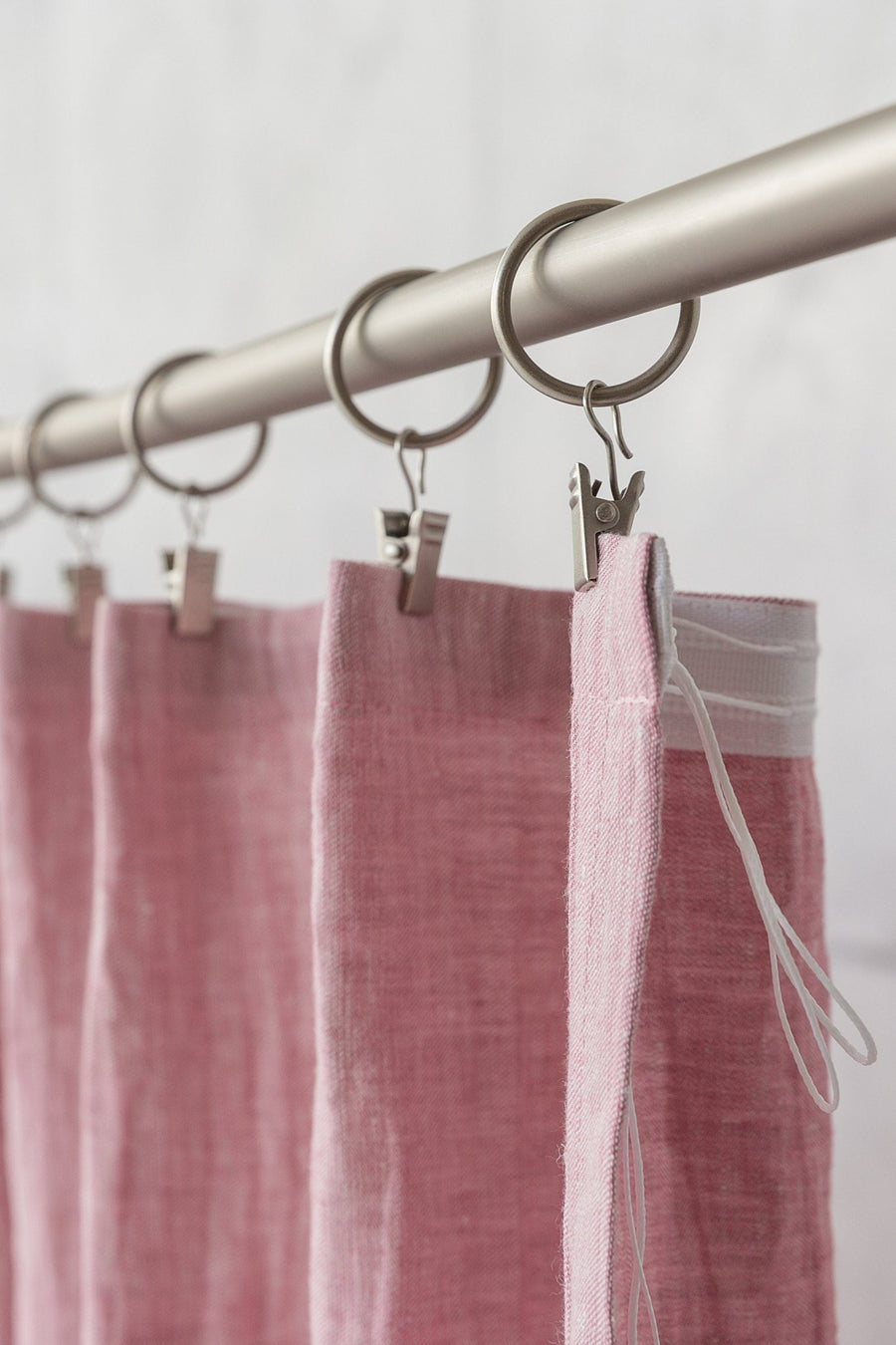 Woodrose linen curtain with pleating tape - Linen Couture